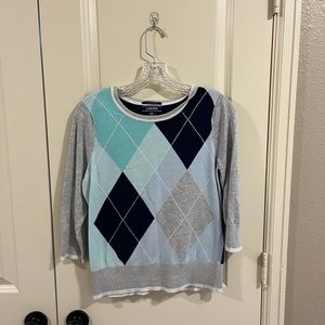 Size small Lands End sweater, three-quarter sleeves.